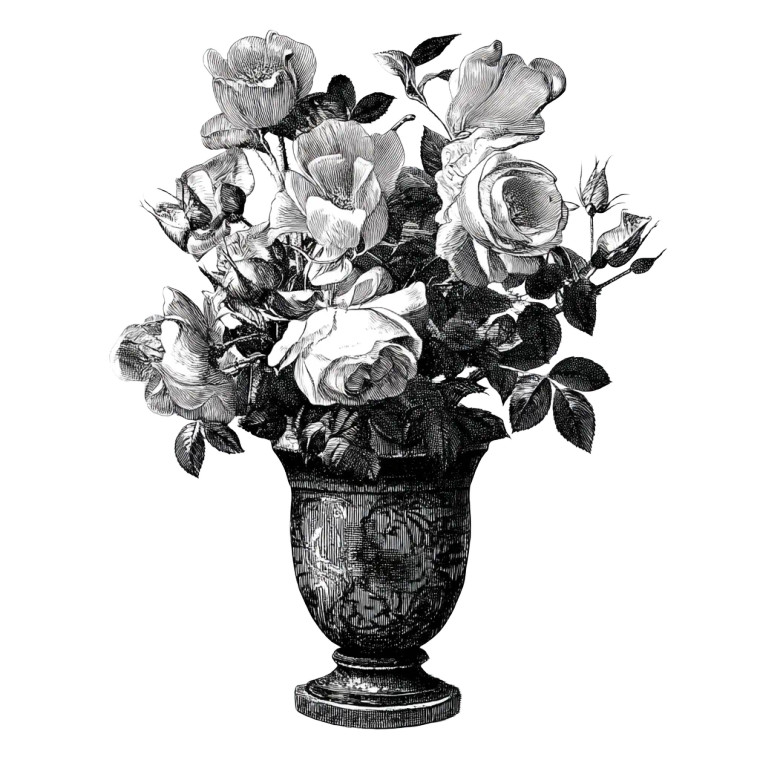 Renaissance Rose Vase Vinyl Car Decal Sticker – Waterproof & UV-Resistant 8"