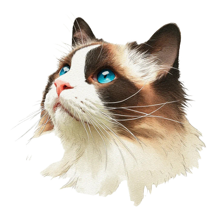 Watercolor Ragdoll Cat Vinyl Car Decal Sticker – Waterproof & UV-Resistant 8"
