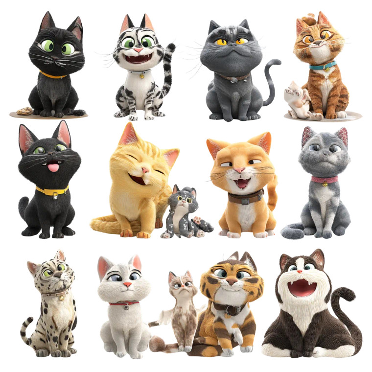 Playful Minimalistic Cats Vinyl Car Decal Sticker – Waterproof & UV-Resistant 8"