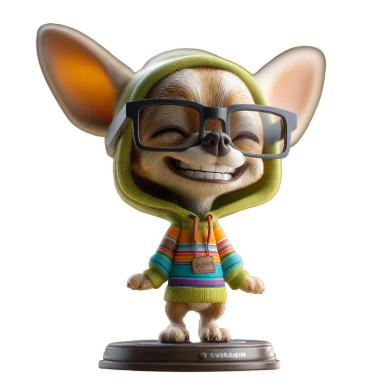 Bobblehead Chihuahua Vinyl Car Decal Sticker – Waterproof & UV-Resistant 8"