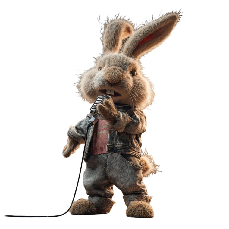 80S Rock Rabbit Vinyl Car Decal Sticker – Waterproof & UV-Resistant 8"