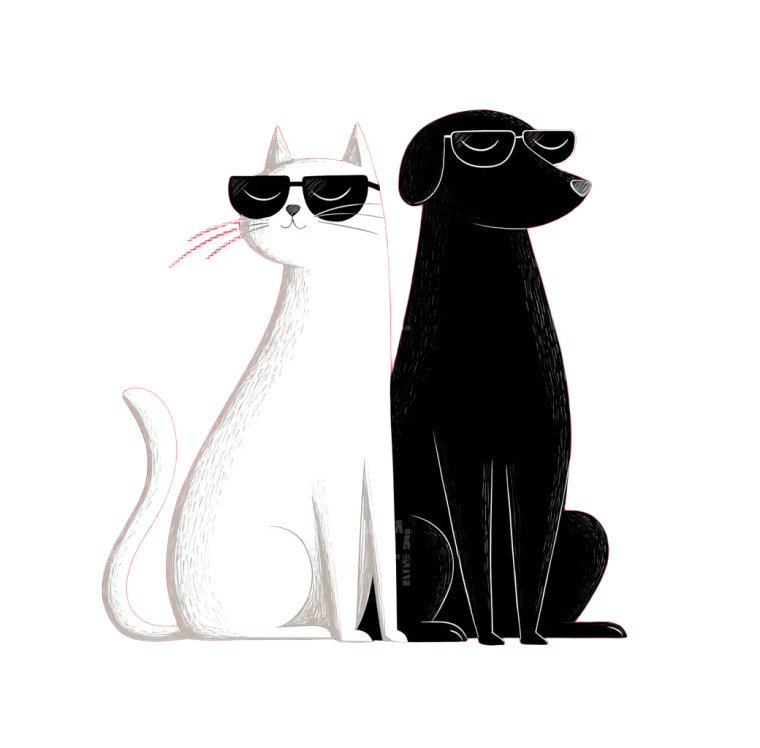 Cat And Dog Duo V2 Vinyl Car Decal Sticker – Waterproof & UV-Resistant 8"