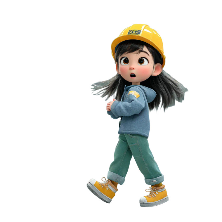 Animated Chinese Worker Vinyl Car Decal Sticker – Waterproof & UV-Resistant 8"