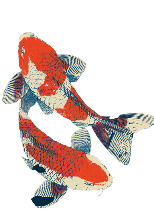 Koi Carp Woodblock Vinyl Car Decal Sticker – Waterproof & UV-Resistant 8"