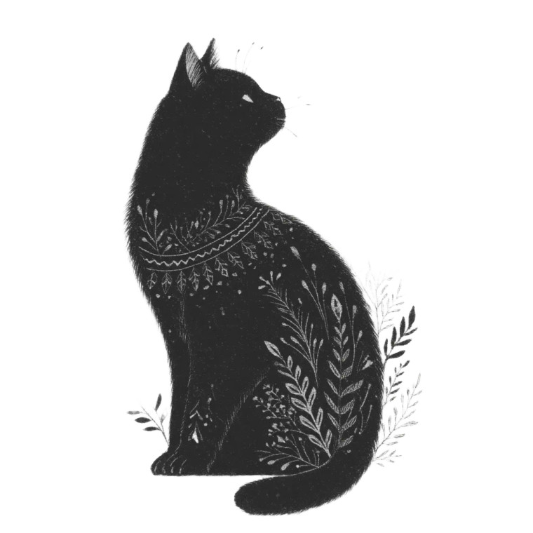 Folk Art Cat V3 Vinyl Car Decal Sticker – Waterproof & UV-Resistant 8"