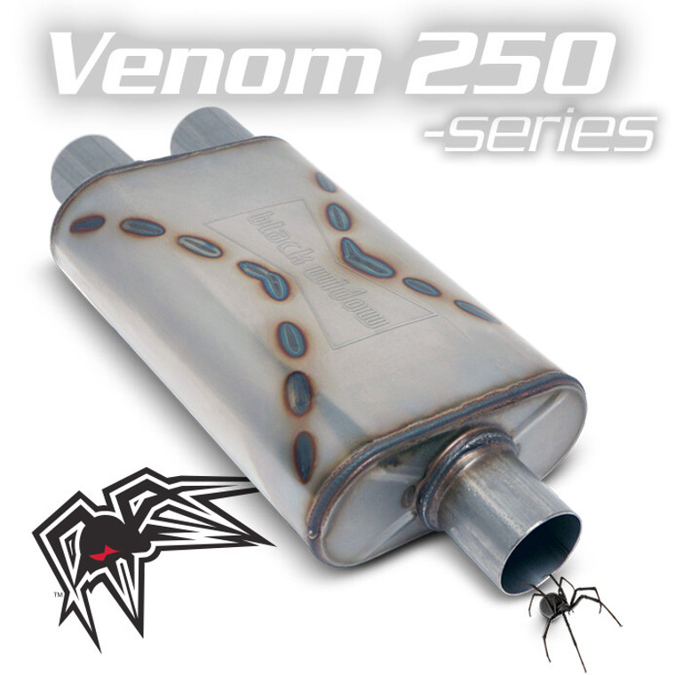 Black Widow Venom 250-Series Exhaust Muffler | Quality Stainless Steel | Aggressive Sound | Bi-Directional | Limited Lifetime Warranty