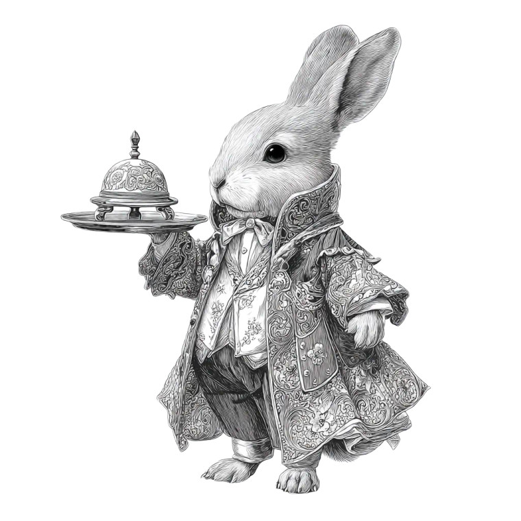 Elegant Waiter Rabbit Vinyl Car Decal Sticker – Waterproof & UV-Resistant 8"