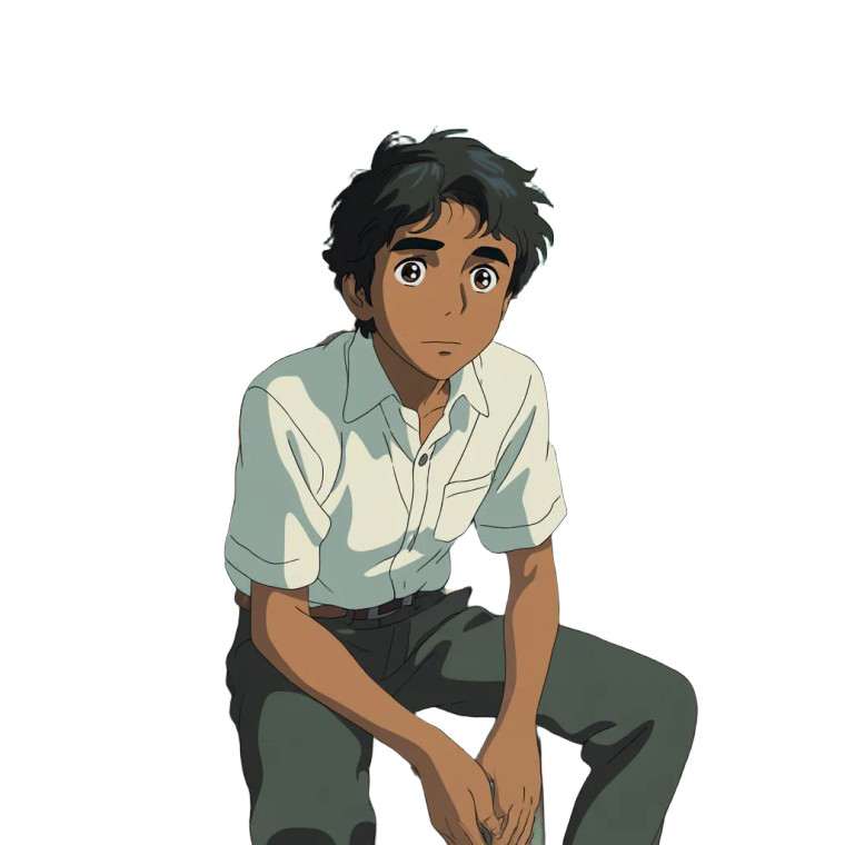 Indian Ghibli Student Vinyl Car Decal Sticker – Waterproof & UV-Resistant 8"