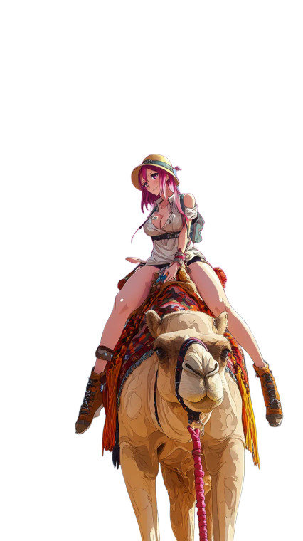 Pink-Haired Anime Camel Rider Vinyl Car Decal Sticker – Waterproof & UV-Resistant 8"