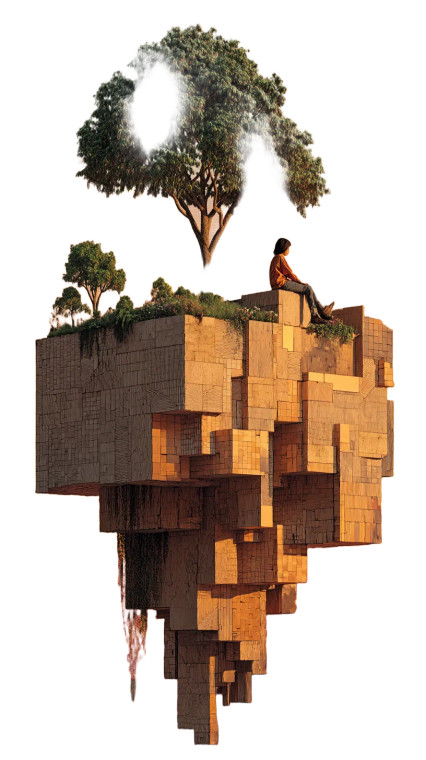 Floating Island Dream Vinyl Car Decal Sticker – Waterproof & UV-Resistant 8"