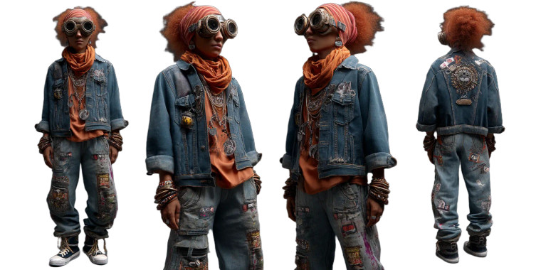 Steampunk Character Turnaround Vinyl Car Decal Sticker – Waterproof & UV-Resistant 8"