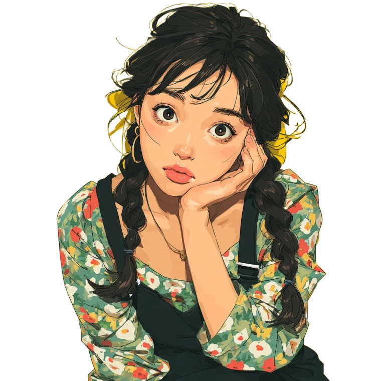 Cute Korean Girl V7 Vinyl Car Decal Sticker – Waterproof & UV-Resistant 8"