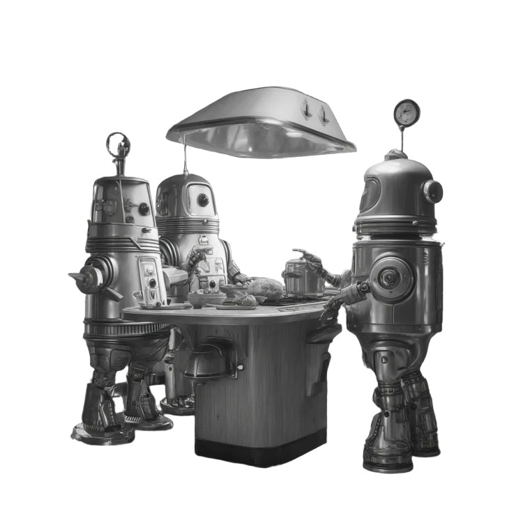 60S Robot Family Vinyl Car Decal Sticker – Waterproof & UV-Resistant 8"