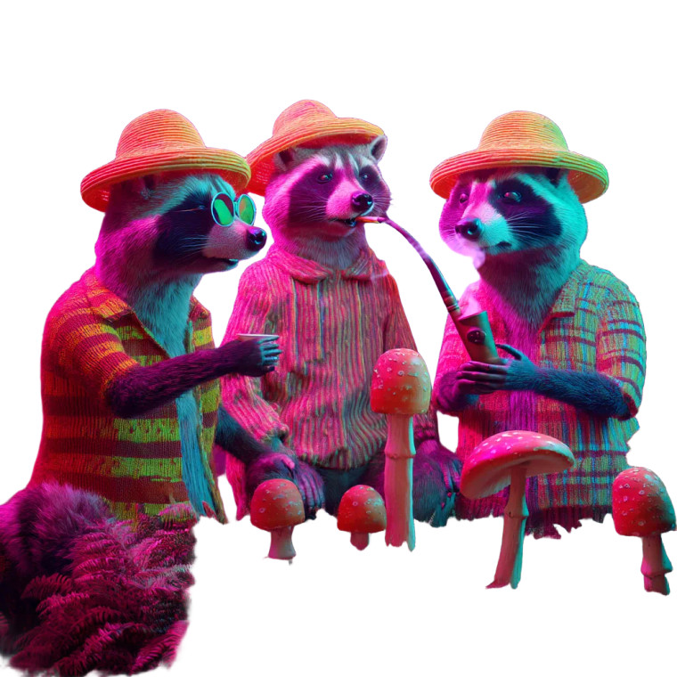 Trippy Raccoons Smoking Vinyl Car Decal Sticker – Waterproof & UV-Resistant 8"