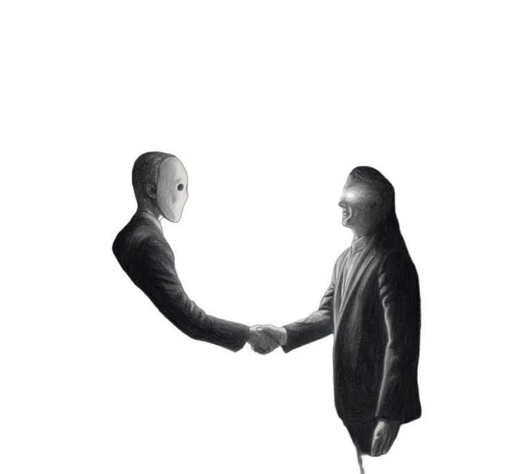 Masked Handshake Vinyl Car Decal Sticker – Waterproof & UV-Resistant 8"