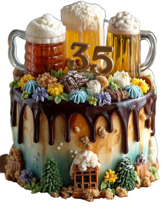 Birthday Beer Cake Vinyl Car Decal Sticker – Waterproof & UV-Resistant 8"