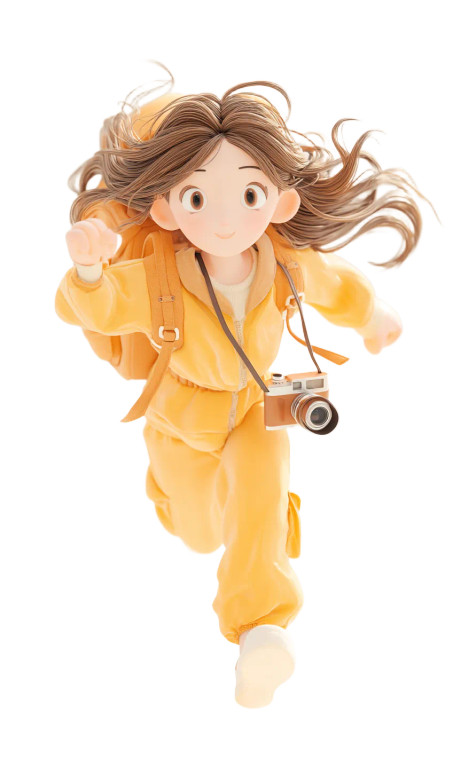 Running Girl With Camera Vinyl Car Decal Sticker – Waterproof & UV-Resistant 8"