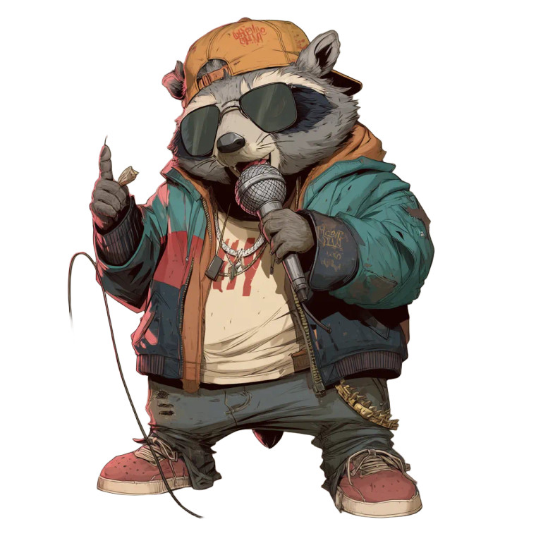 Hip-Hop Raccoon Mc Vinyl Car Decal Sticker – Waterproof & UV-Resistant 8"