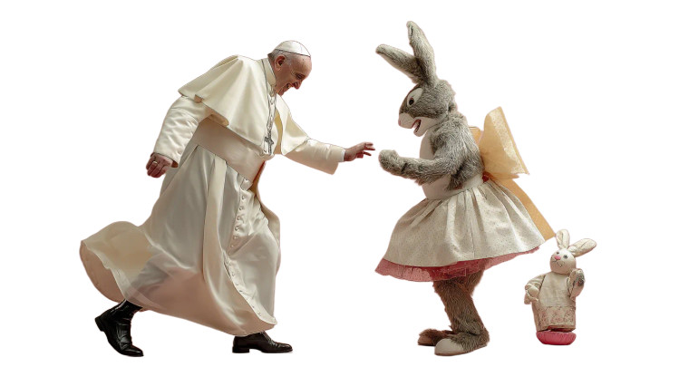 Pope Dancing Bunny Vinyl Car Decal Sticker – Waterproof & UV-Resistant 8"