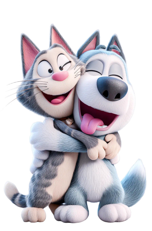 Happy Cat & Husky Vinyl Car Decal Sticker – Waterproof & UV-Resistant 8"