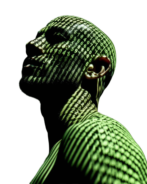 Bald Man Binary Vinyl Car Decal Sticker – Waterproof & UV-Resistant 8"