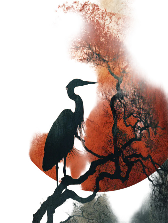 Heron And Sun Vinyl Car Decal Sticker – Waterproof & UV-Resistant 8"