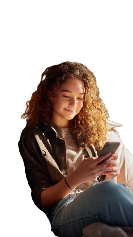 Relaxed Teen With Phone Vinyl Car Decal Sticker – Waterproof & UV-Resistant 8"