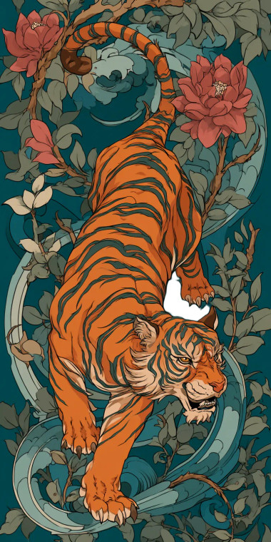 Art Nouveau Tiger Vinyl Car Decal Sticker – Waterproof & UV-Resistant 8"