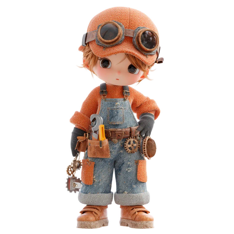 Chibi Tinkerer Boy Vinyl Car Decal Sticker – Waterproof & UV-Resistant 8"