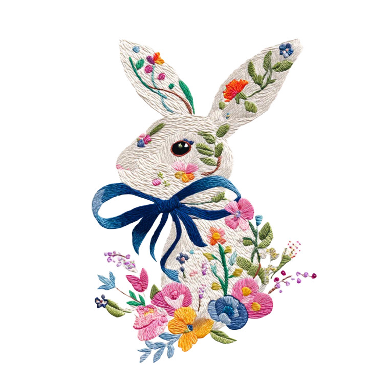 Floral Easter Bunny Vinyl Car Decal Sticker – Waterproof & UV-Resistant 8"