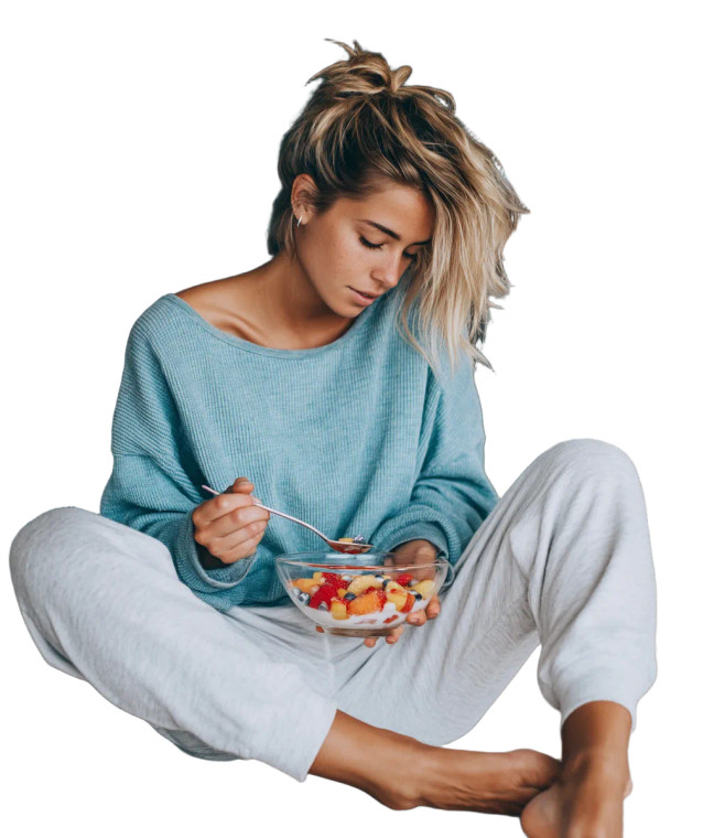 Blonde Woman Eating Salad Vinyl Car Decal Sticker – Waterproof & UV-Resistant 8"