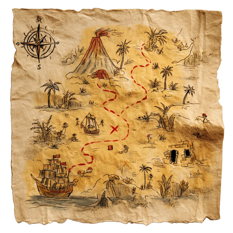 Ancient Treasure Map Vinyl Car Decal Sticker – Waterproof & UV-Resistant 8"