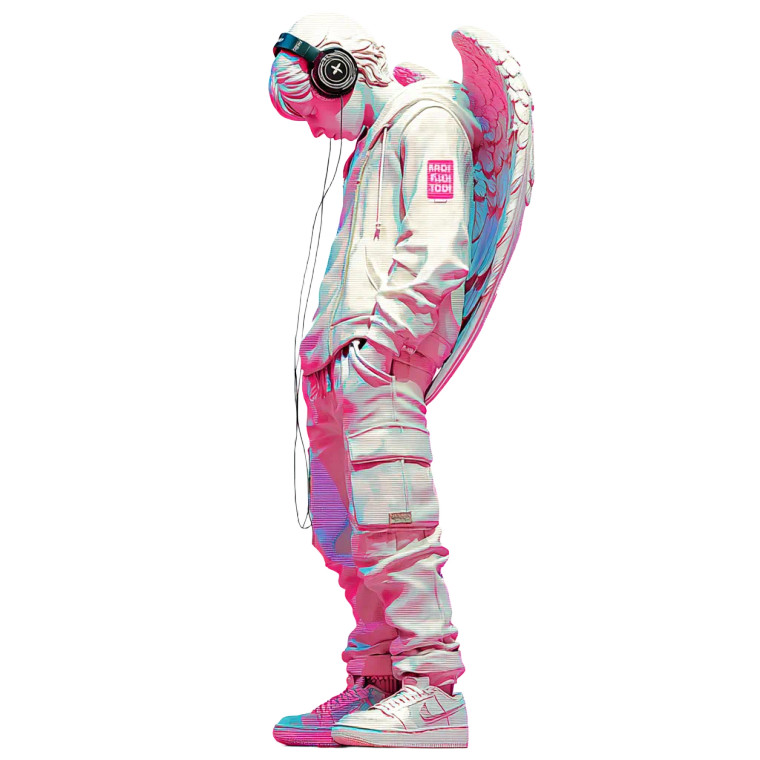 Synthwave Cherubim Statue Vinyl Car Decal Sticker – Waterproof & UV-Resistant 8"