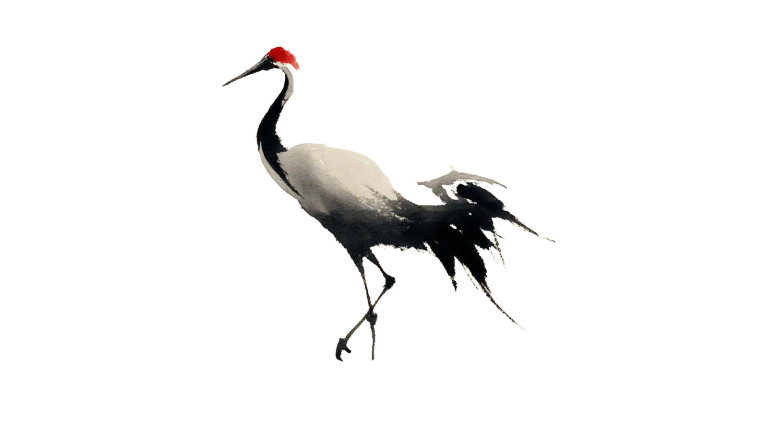 Elegant Ink Crane Vinyl Car Decal Sticker – Waterproof & UV-Resistant 8"
