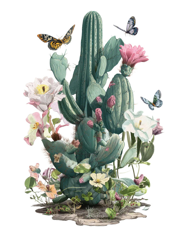 Desert Botanical Illustration Vinyl Car Decal Sticker – Waterproof & UV-Resistant 8"