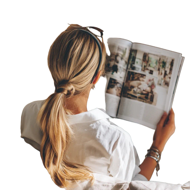 Woman Reading Magazine Vinyl Car Decal Sticker – Waterproof & UV-Resistant 8"