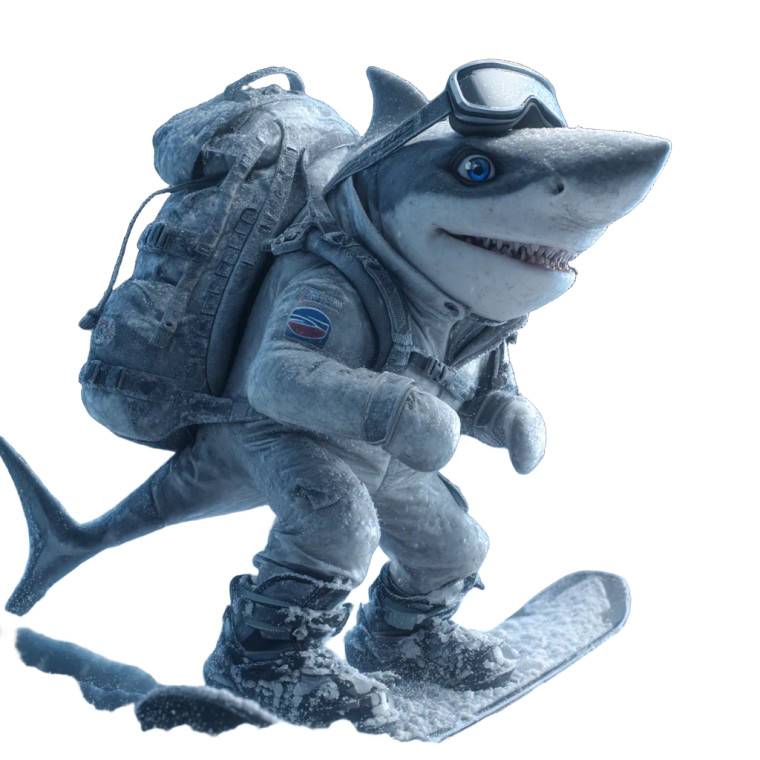 Snowboarding Shark Vinyl Car Decal Sticker – Waterproof & UV-Resistant 8"