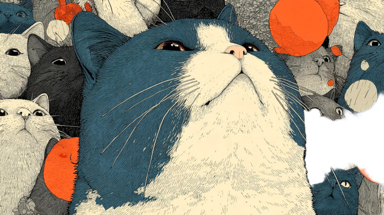 Cute Cat Illustration V5 Vinyl Car Decal Sticker – Waterproof & UV-Resistant 8"