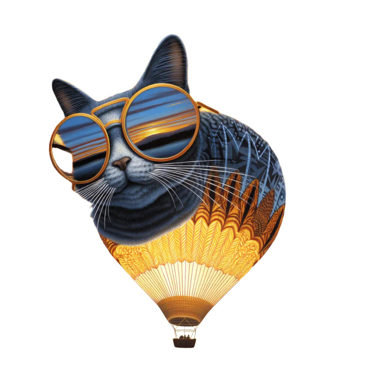 Flying Cat In Sun Balloon Vinyl Car Decal Sticker – Waterproof & UV-Resistant 8"