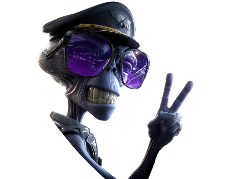 Alien Captain Vinyl Car Decal Sticker – Waterproof & UV-Resistant 8"