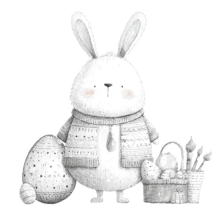 Easter Bunny Decorating Vinyl Car Decal Sticker – Waterproof & UV-Resistant 8"