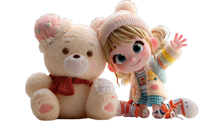 Girl And Teddy Bear Vinyl Car Decal Sticker – Waterproof & UV-Resistant 8"