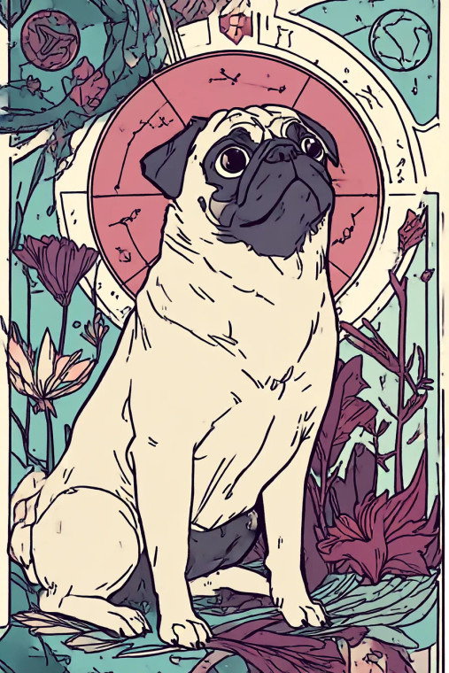 Celestial Pug Portrait Vinyl Car Decal Sticker – Waterproof & UV-Resistant 8"