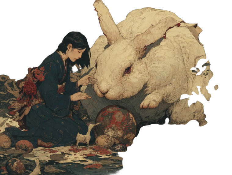 Rabbit And Goddess Vinyl Car Decal Sticker – Waterproof & UV-Resistant 8"