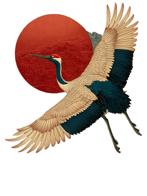 Japanese Crane Flight Vinyl Car Decal Sticker – Waterproof & UV-Resistant 8"