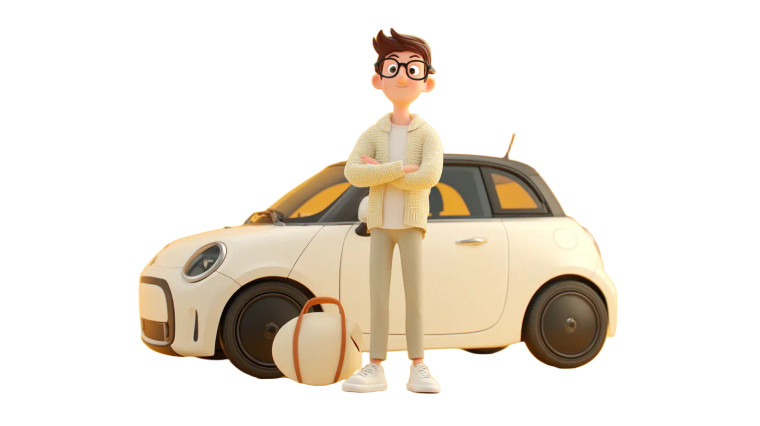 Confident Man With Car Vinyl Car Decal Sticker – Waterproof & UV-Resistant 8" Confident Man With Car Vinyl Car Decal Sticker – Waterproof & UV-Resistant 8"