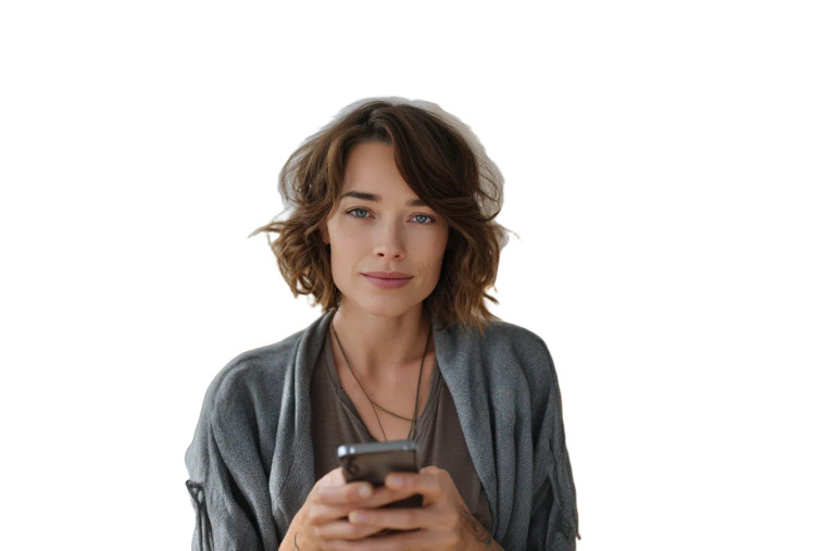 Person With Smartphone Vinyl Car Decal Sticker – Waterproof & UV-Resistant 8"