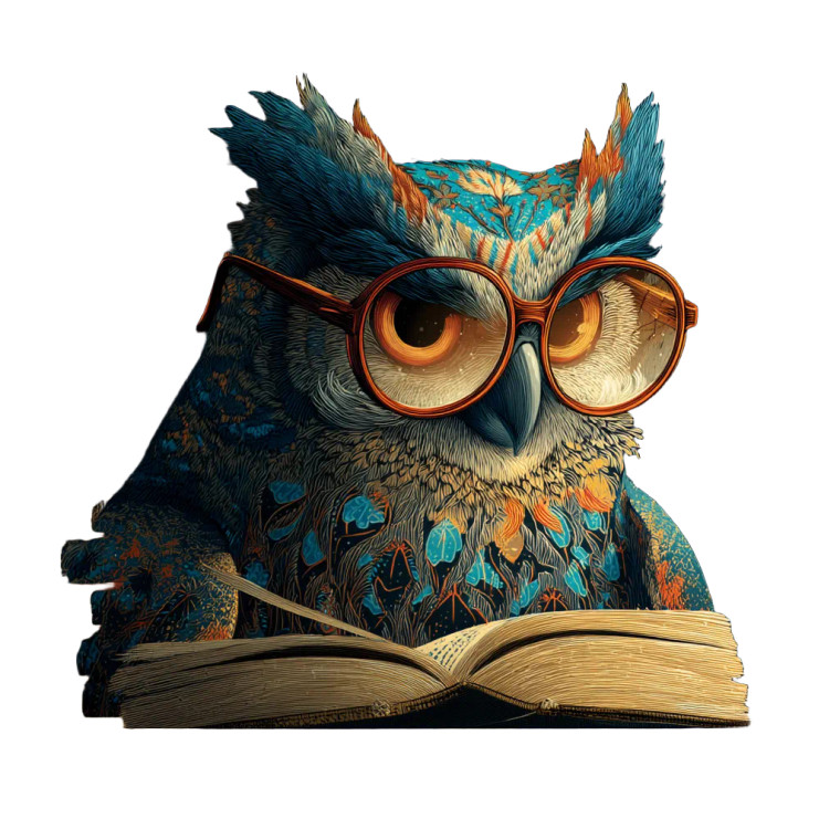 Wise Reading Owl Vinyl Car Decal Sticker – Waterproof & UV-Resistant 8"