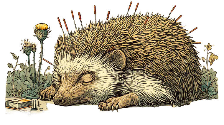 Hedgehog Acupuncture Vinyl Car Decal Sticker – Waterproof & UV-Resistant 8"