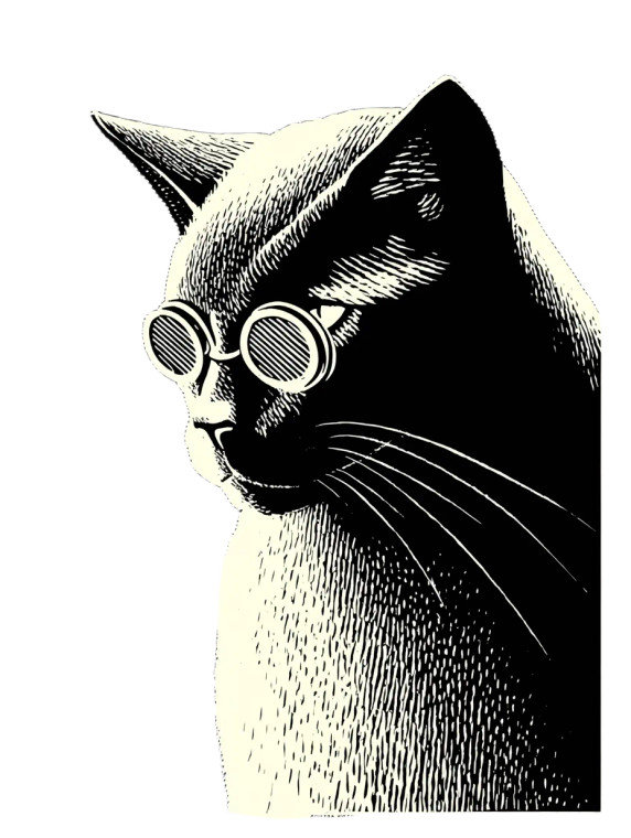 Bauhaus Cat Spectacles Vinyl Car Decal Sticker – Waterproof & UV-Resistant 8"
